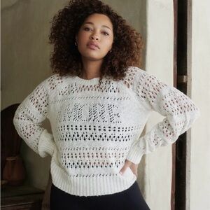Spiritual Gangster Amore White Soft Knit Crewneck Pullover Sweater Small New